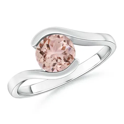 Angara Semi Bezel-set Solitaire Round Morganite Bypass Ring In Metallic