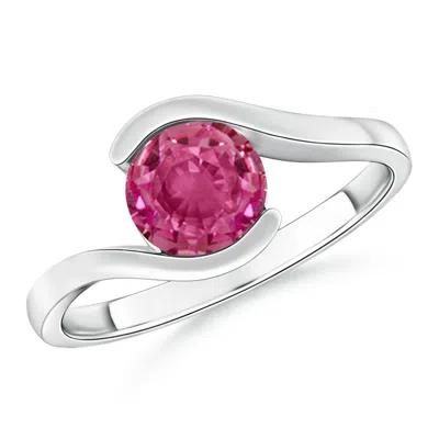 Angara Semi Bezel-set Solitaire Round Pink Sapphire Bypass Ring In Metallic