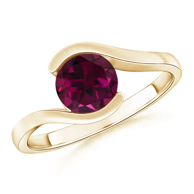Angara Semi Bezel-set Solitaire Round Rhodolite Bypass Ring In Gold