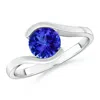 Angara Semi Bezel-set Solitaire Round Tanzanite Bypass Ring In White Gold/rich Violet Blue