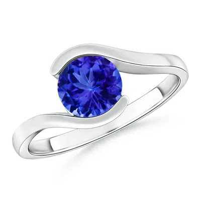 Angara Semi Bezel-set Solitaire Round Tanzanite Bypass Ring In Metallic