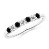 Angara Seven Stone Enhanced Black And White Diamond Wedding Ring In White Gold/black