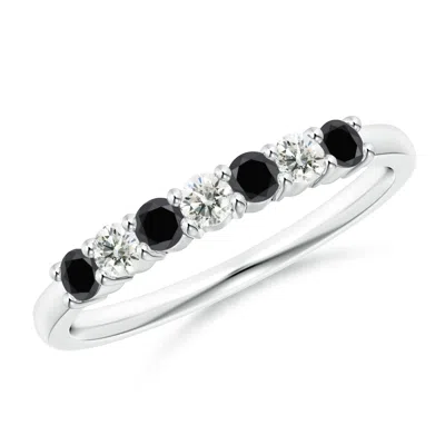 Angara Seven Stone Enhanced Black And White Diamond Wedding Ring In Metallic