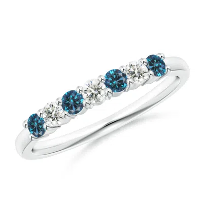 Angara Seven Stone Enhanced Blue And White Diamond Wedding Ring In Metallic