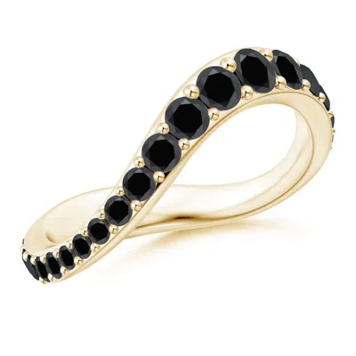 Angara Shangri-la - Brush Stroke Enhanced Black Diamond Full Eternity Shangri-la Ring In Gold
