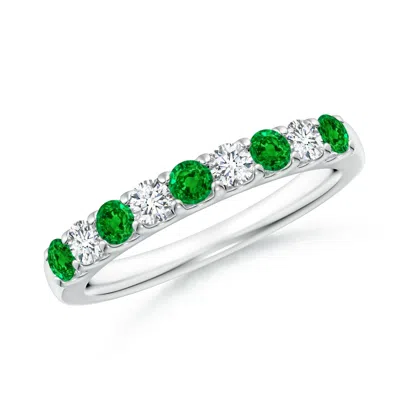 Angara Shared Prong Emerald And Diamond Half Eternity Ring In Green