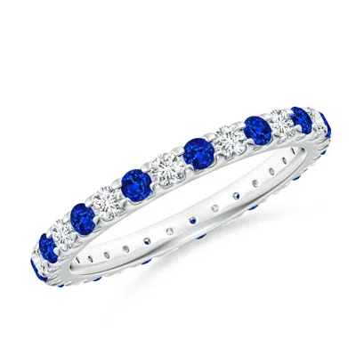 Angara Shared Prong Sapphire And Diamond Eternity Band In Metallic
