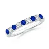 Angara Shared Prong Sapphire And Diamond Half Eternity Ring In White Gold/deep Rich Blue