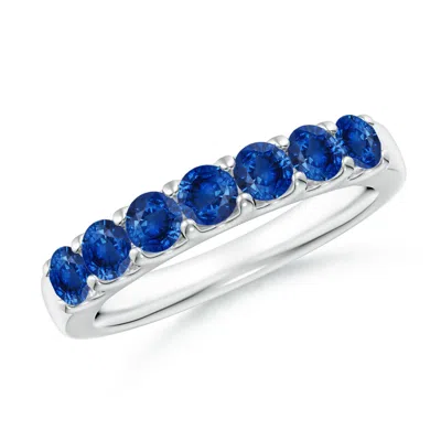 Angara Shared Prong Set Half Eternity Sapphire Wedding Band In Blue