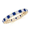 Angara Shared Prong Square Sapphire And Diamond Eternity Ring In Yellow Gold/deep Rich Blue