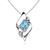 Angara Shell Style Oval Aquamarine And Diamond Pendant In White Gold/swiss Blue