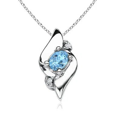 Angara Shell Style Oval Aquamarine And Diamond Pendant In Blue