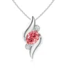 Angara Shell Style Oval Lab-grown Fancy Intense Pink And White Diamond Pendant In White Gold/fancy Intense