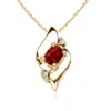 Angara Shell Style Oval Ruby And Diamond Pendant In Yellow Gold/deep Rich Red