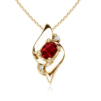Angara Shell Style Oval Ruby And Diamond Pendant In Gold