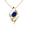 Angara Shell Style Oval Sapphire And Diamond Pendant In Yellow Gold/deep Rich Blue