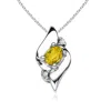 Angara Shell Style Oval Yellow Sapphire And Diamond Pendant In White Gold/deep Bright Yellow