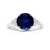 Angara Side Stone Gia Certified Round Blue Sapphire Bypass Ring With Diamonds In White Gold/medium To Rich Blue