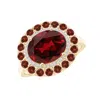 Angara Sideways Oval Garnet Double Halo Cocktail Ring In Yellow Gold/rich Red