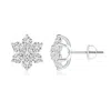 Angara Six Petal Diamond Flower Stud Earrings In White Gold/h