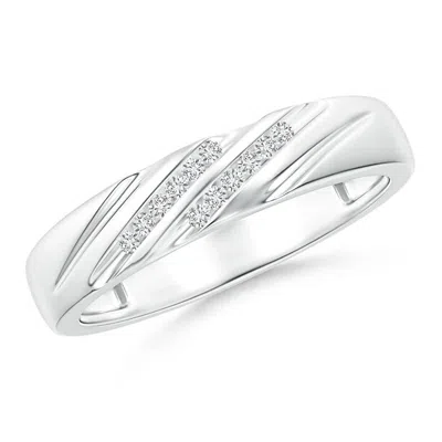 Angara Slanted Channel Set Diamond Wedding Ring For Her In Metallic