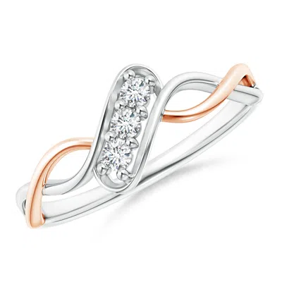 Angara Slanted Three Stone Diamond Infinity Ring In White