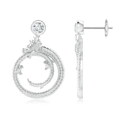 Angara Small Dragon Ear Danglers With Diamond In Metallic