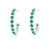Angara Small Hexagonal Emerald Hoops In White Gold/rich Medium Green