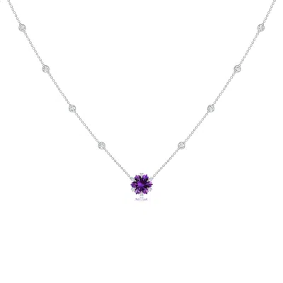 Angara Snowflake-cut Amethyst And Diamond Station Necklace In Purple