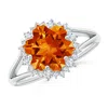 Angara Snowflake-cut Citrine Halo Split Shank Ring In White Gold/deep Golden