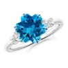 Angara Snowflake-cut Swiss Blue Topaz Criss-cross Shank Ring In White Gold/swiss Blue