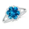 Angara Snowflake-cut Swiss Blue Topaz Halo Split Shank Ring In White Gold/swiss Blue