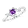 Angara Solitaire Amethyst Bypass Promise Ring With Diamond Accents