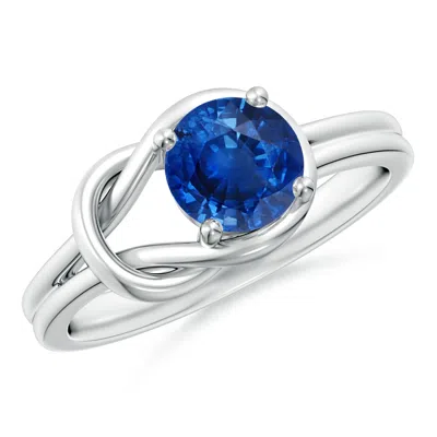 Angara Solitaire Blue Sapphire Infinity Knot Engagement Ring In Metallic
