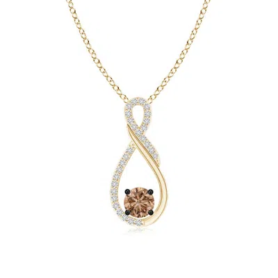 Angara Solitaire Coffee And White Diamond Infinity Pendant In Gold