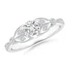 Angara Solitaire Diamond Leaf Engagement Ring With Milgrain