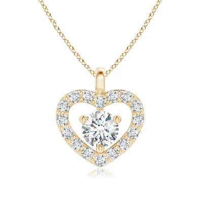 Angara Solitaire Diamond Open Heart Pendant With Accents In Gold