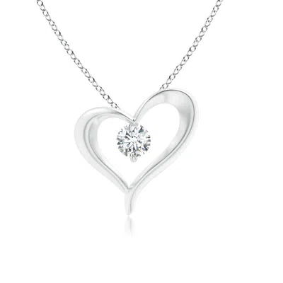 Angara Solitaire Diamond Ribbon Heart Pendant In Metallic