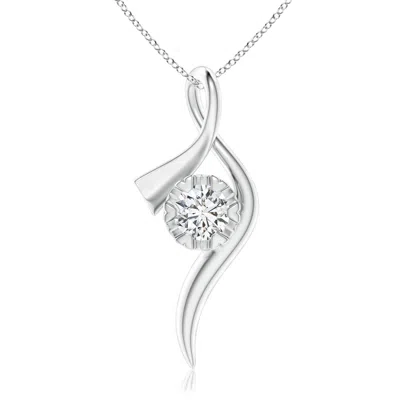 Angara Solitaire Diamond Ribbon Pendant In Metallic