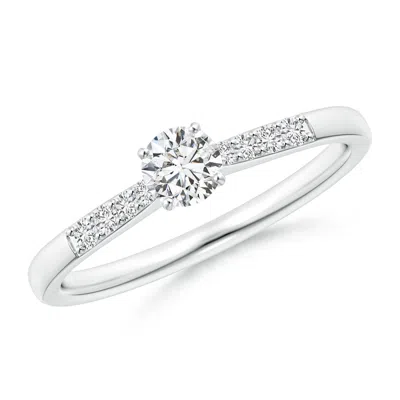 Angara Solitaire Diamond Tapered Shank Engagement Ring With Accents In Metallic