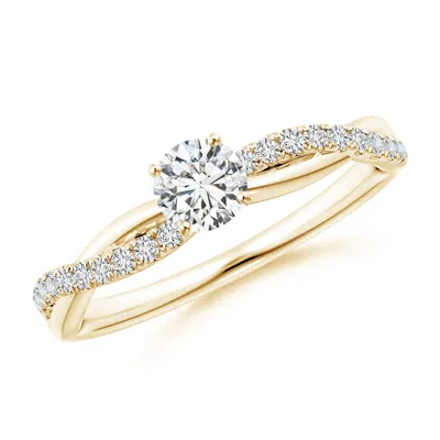 Angara Solitaire Diamond Twist Shank Engagement Ring With Accents In Gold