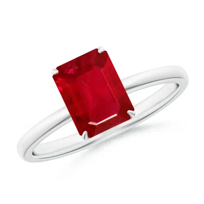 Angara Solitaire Emerald-cut Ruby Classic Engagement Ring In Red