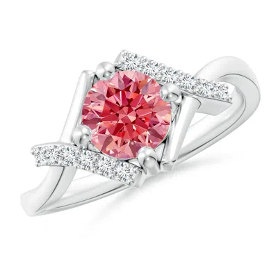 Angara Solitaire Fancy Intense Pink Diamond Bypass Promise Ring With Accents