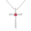 Angara Solitaire Fancy Intense Pink Diamond Cross Pendant In White Gold/fancy Intense