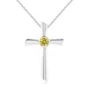 Angara Solitaire Fancy Intense Yellow Diamond Cross Pendant In White Gold/fancy Intense