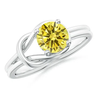 Angara Solitaire Fancy Intense Yellow Diamond Infinity Knot Ring In Metallic