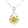 Angara Solitaire Fancy Intense Yellow Diamond Twist Bale Pendant In White Gold/fancy Intense