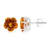 Angara Solitaire Five-petal Flower Citrine Stud Earrings In White Gold/deep Golden