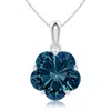 Angara Solitaire Five-petal Flower London Blue Topaz Pendant In Platinum/deep Greenish Blue