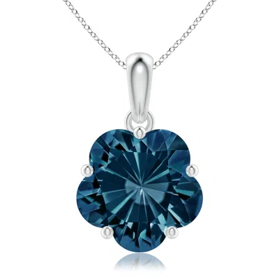 Angara Solitaire Five-petal Flower London Blue Topaz Pendant